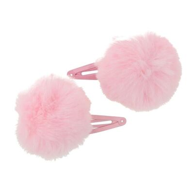 Set of 2 children's hair clips with pompom