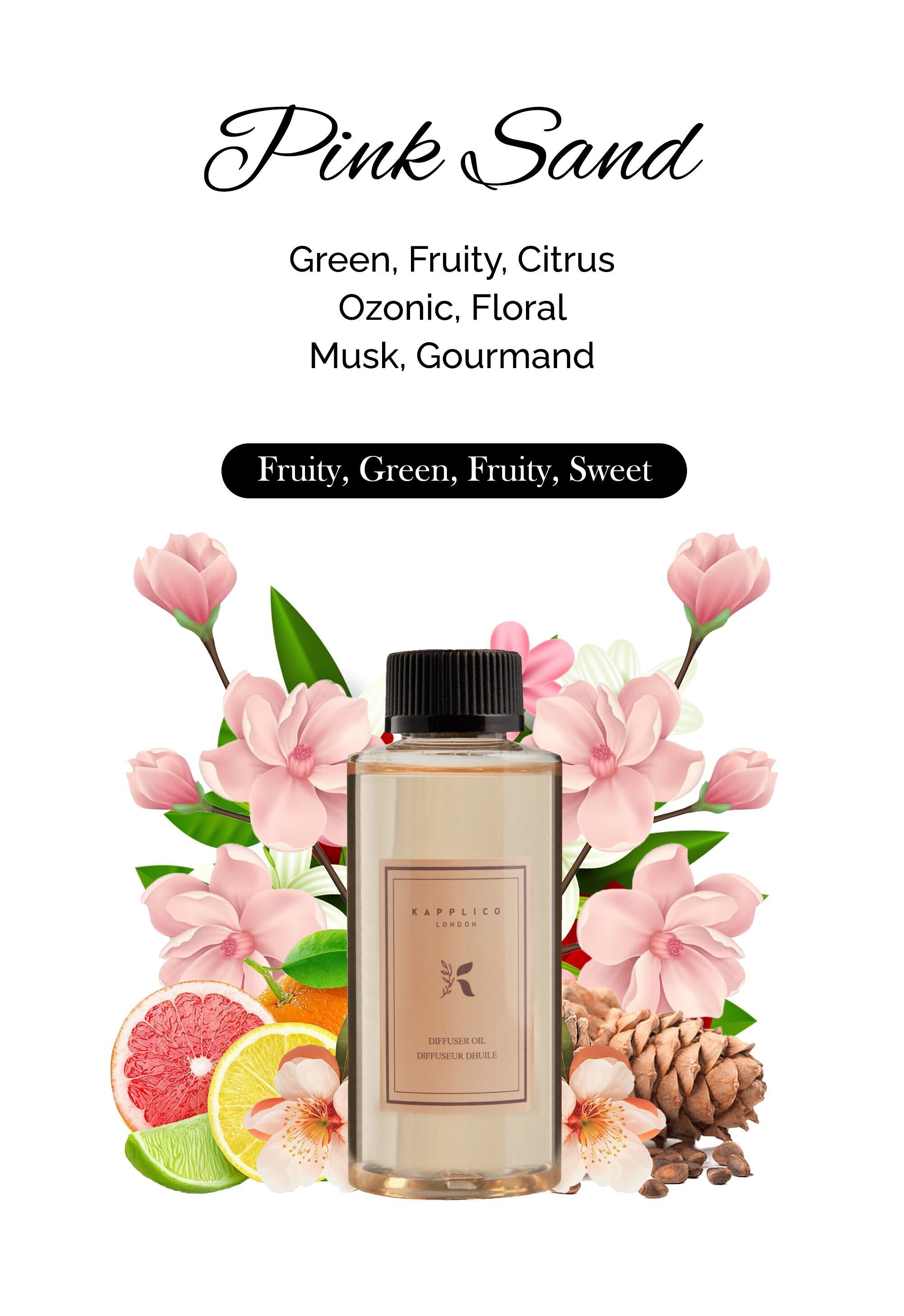 Kapplico Pink Sand Diffusoröl 200 ml – ruhige, vom Strand inspirierte Aromatherapie-ätherische Ölmischung