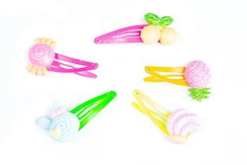 Lot de 5 barrettes à cheveux enfant avec décorations fruits