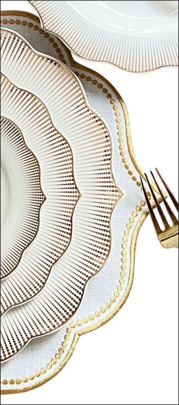 KONIGTUM Service de table de luxe en porcelaine fine blanc et doré 24 pièces pour 6 personnes | Assiettes plates, assiettes creuses, assiettes à dessert, petites assiettes | Service de Table Vaisselle | KOV-GD 5