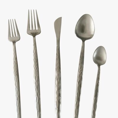 Luxury Silver Cutlery Set 30 pcs, 18/10 Stainless Steel Alloy Flatware Set For Fine Dining, Tableware Set with Fork, Spoon, Knife with Extra Dessert Fork and Dessert Knife by Konigtum KOC-5281S