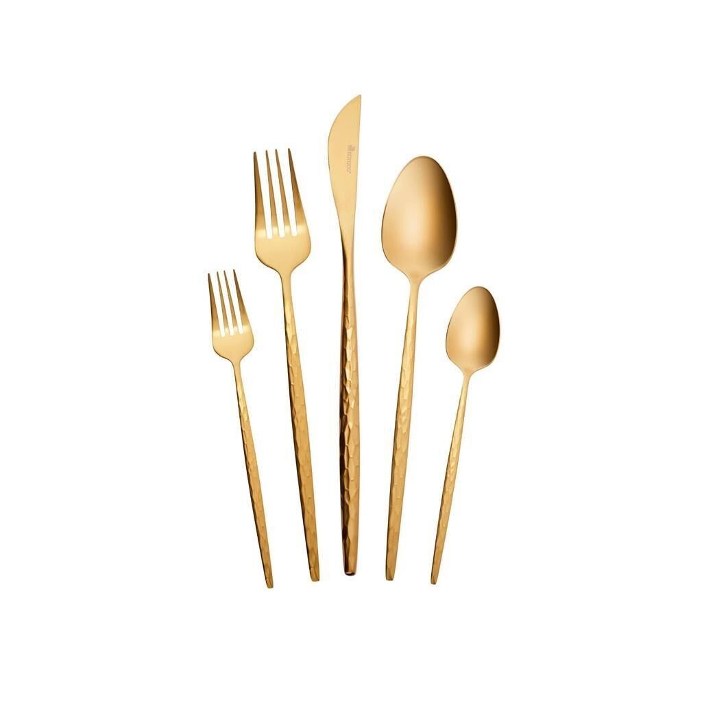 Luxury Gold Cutlery Set 30 pcs, 18/10 Stainless Steel Alloy Flatware Set For Fine Dining, Tableware Set with Fork, Spoon, Knife with Extra Dessert Fork and Dessert Knife by Konigtum KOC-5281G