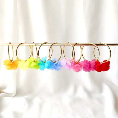 PEONY hoop earrings - 40 mm //Stainless steel hoop earrings with flower petal effect sequins