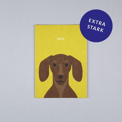 Postkarte aus Holzschliffpappe Gitte Hund Dackel