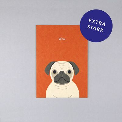 Postcard made of wood pulp cardboard Gitte dog pug