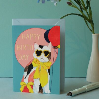 Carte de voeux anniversaire chat