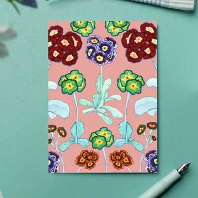 Spring postcard Primroses