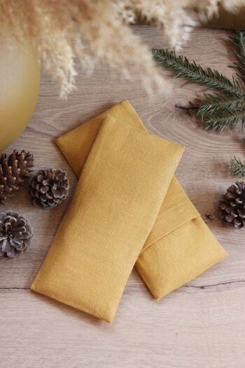 Coussin de relaxation pour les yeux - Lin jaune moutarde 1