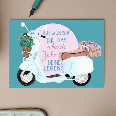 Cartolina compleanno Vespa