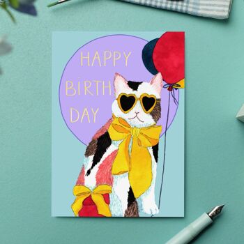 Carte postale anniversaire chat 1