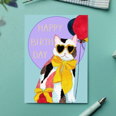 Carte postale anniversaire chat