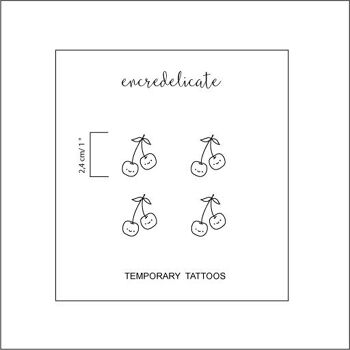 tatouages temporaires de cerise kawaï (lot de 4) 2