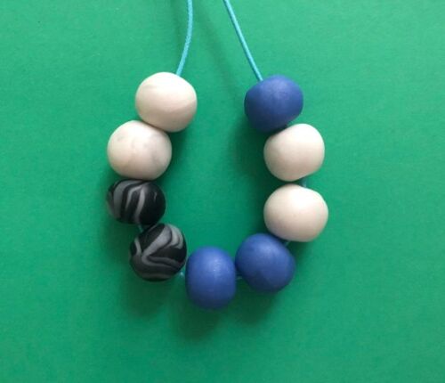 Blue, white and marbled necklace