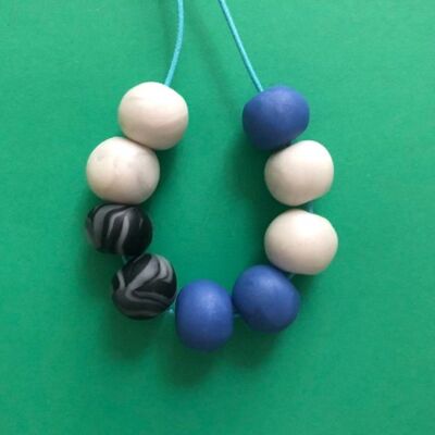 Blue, white and marbled necklace