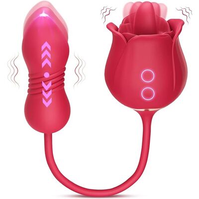 Sex Toy Dildo Vibrator, 3 in 1 Adult Toys, Sex Stimulator for Women with 9 Tongue Licking and Thrusting Dildo G Spot Vibrators, Anal Sex Toys for Adults, Clitoris Nipple Licker for Woman Man Couple