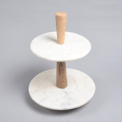 Fusion Mango Wood & Marble Cake Stand