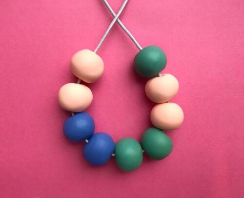 Peach, green and pastel blue necklace
