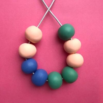 Peach, green and pastel blue necklace