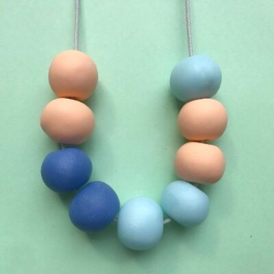 Peach & blue statement necklace