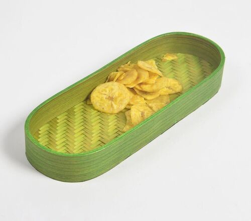 Eco-friendly Statement Handwoven Green Bamboo Tray