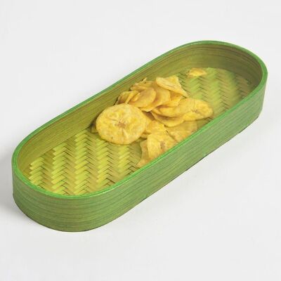 Eco-friendly Statement Handwoven Green Bamboo Tray