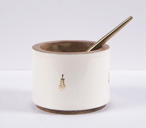 Snow Enamelled Wooden Nut Bowl