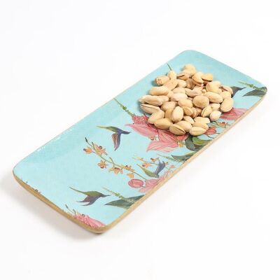 Floral Motif Enameled Wooden Tray