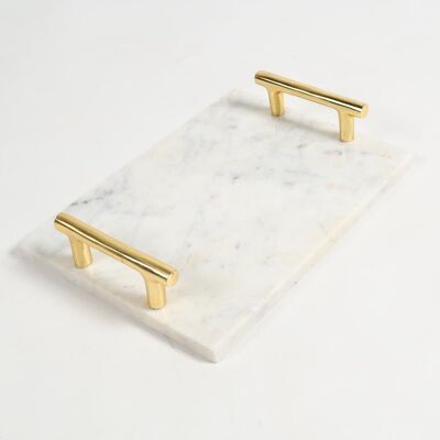 Classic Marble Tray with Metallic Handles