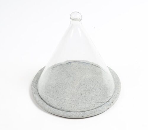 Grey Slate Cake Plate With Glass Dome