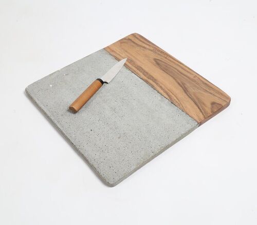 Hand Cut Acacia Wood & Concrete Cheese Board