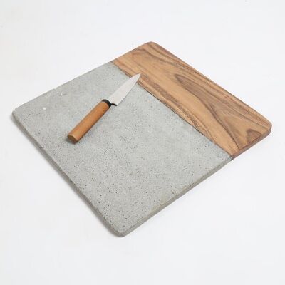Hand Cut Acacia Wood & Concrete Cheese Board