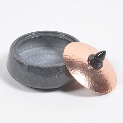 Noir Marble Trinket Box with Copper Lid
