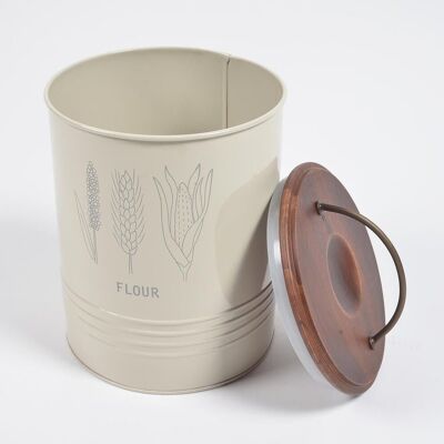 Flour Storage Metallic Barrel With Wooden Lid