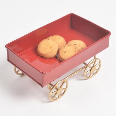 Enameled Iron Scarlet Serving Cart