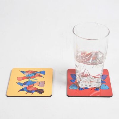 Madhubani Fish Laser Cut MDF Coasters (set of 2)