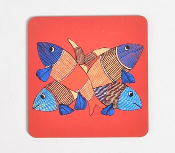 Madhubani Fish Laser Cut MDF Coasters (lot de 2) 3