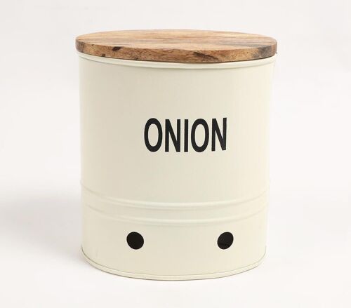 Onion-Typographic Ribbed Galvanized Iron Storage Box