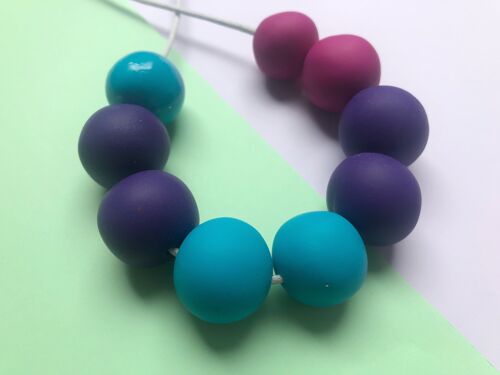 Purple, pink & turquoise clay bead necklace