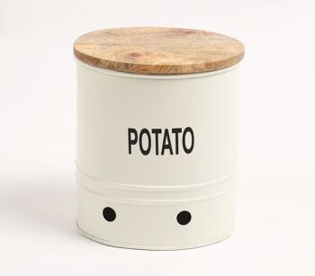 Boîte de rangement en fer galvanisé nervuré typographique de pommes de terre 1