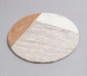 Planche à découper ronde en marbre et bois d'acacia 2