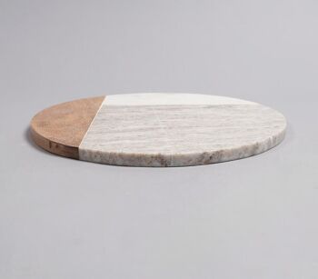 Planche à découper ronde en marbre et bois d'acacia 3