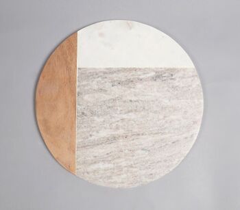 Planche à découper ronde en marbre et bois d'acacia 4