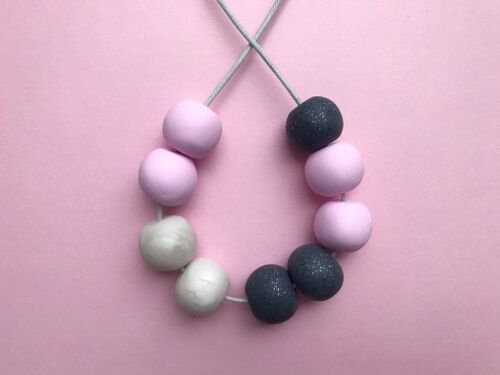 Pink, granite and pearl necklace