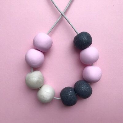Pink, granite and pearl necklace