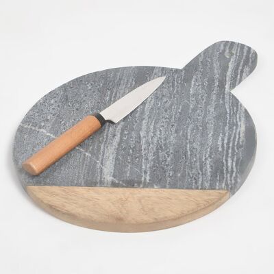 Classic Fusion Wood & Stone Round Chopping Board