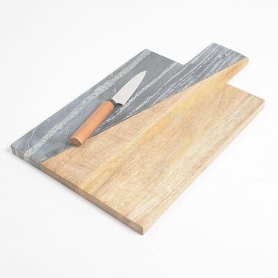 Fusion Natural Acacia Wood & Marble Chopping Board