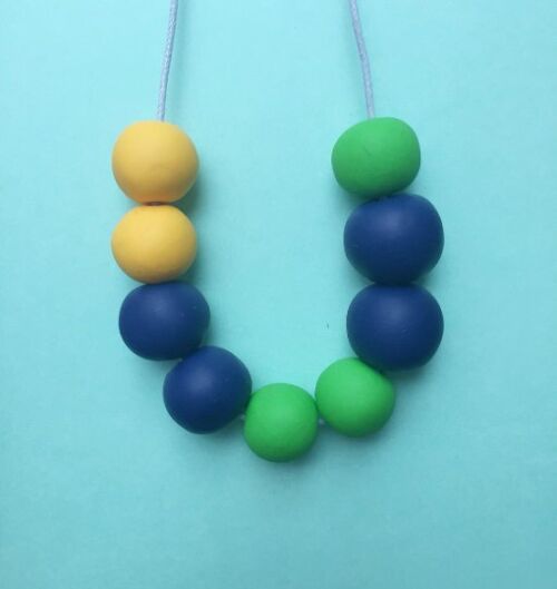 Navy, green and yellow statement necklace