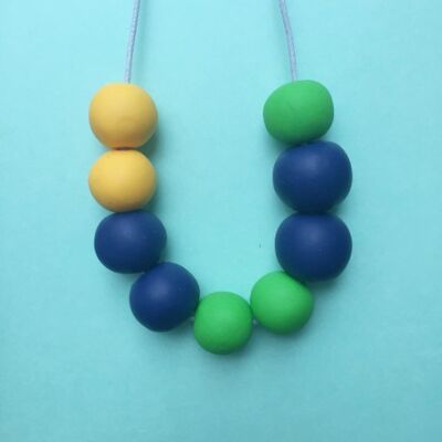 Navy, green and yellow statement necklace