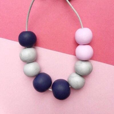 Navy, silver and pink necklace
