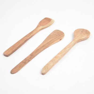 Handcut Natural Acacia Wood Spatulas (Set of 3)